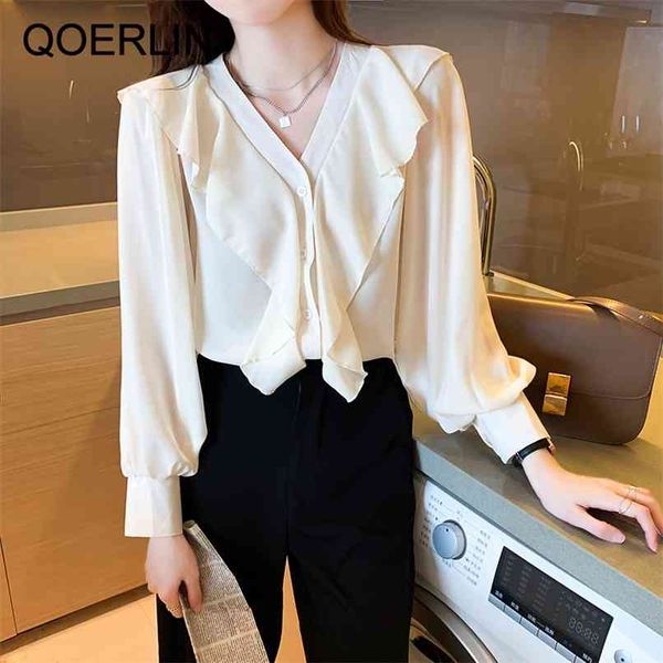 apricot elegant blouse women auutmn spring long sleeve ruffles chic solid lantern lining shirts 210601, White
apricot elegant blouse women auutmn spring long sleeve ruffles chic solid lantern lining shirts 210601, White