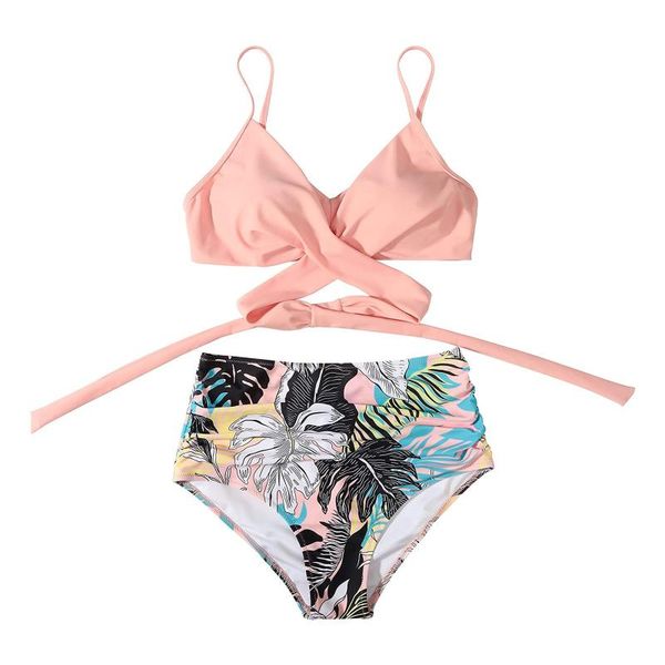 women's swimwear 2021 print wrap high waist bikini separate swimsuit women bathing suit push up set beach wear, White;black
women's swimwear 2021 print wrap high waist bikini separate swimsuit women bathing suit push up set beach wear, White;black