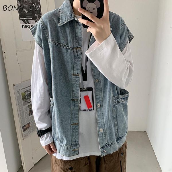 vests men blue denim waistcoat sleeveless single-breasted vintage ins couple all-match outwear pockets retro young harajuku chic men's, Black;white
vests men blue denim waistcoat sleeveless single-breasted vintage ins couple all-match outwear pockets retro young harajuku chic men's, Black;white