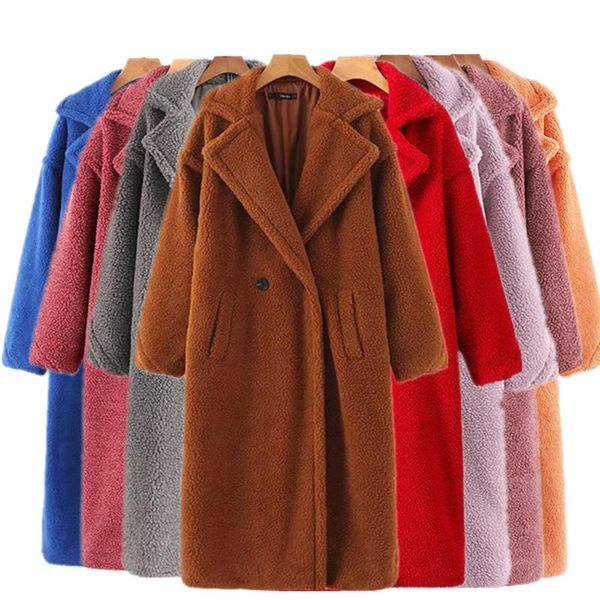 women's fur & faux winter coat women oversized teddy jackets long ladies outwear lambswool overcoat party thick warm streetwear, Black
women's fur & faux winter coat women oversized teddy jackets long ladies outwear lambswool overcoat party thick warm streetwear, Black