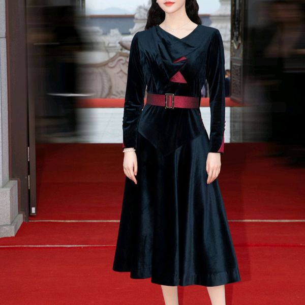 spring style frilly sleeves party belts fine temperament short velvet length dress quality women's clothes, Black;gray
spring style frilly sleeves party belts fine temperament short velvet length dress quality women's clothes, Black;gray