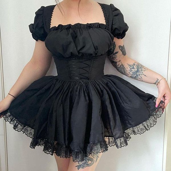 casual dresses 90s lolita corset dress women puff short sleeve square neck tie-up lace a-line summer vintage female, Black;gray
casual dresses 90s lolita corset dress women puff short sleeve square neck tie-up lace a-line summer vintage female, Black;gray