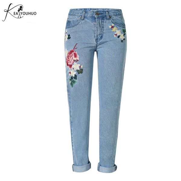 women's jeans mom pantalon femme brand with embroidery flower denim female boyfriend for women bleached ladies trouser, Blue
women's jeans mom pantalon femme brand with embroidery flower denim female boyfriend for women bleached ladies trouser, Blue