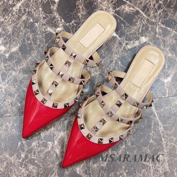 red splicing hollow rivet high heel slippers leather pointed toe sandals fashionable street ladies party shoes1, Black
red splicing hollow rivet high heel slippers leather pointed toe sandals fashionable street ladies party shoes1, Black