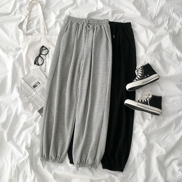women's hoodies & sweatshirts student ankle banded slacks autumn sports style loose sweatpants slimming high waist wide leg, Black
women's hoodies & sweatshirts student ankle banded slacks autumn sports style loose sweatpants slimming high waist wide leg, Black