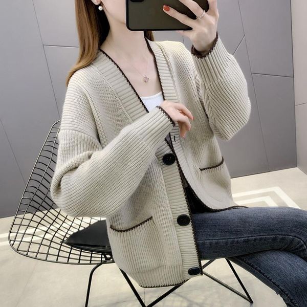 women's knits & tees korean fashion small fragrance knitting cardigan loose sweater coat single breasted casual long sleeve 2021 sprin, White
women's knits & tees korean fashion small fragrance knitting cardigan loose sweater coat single breasted casual long sleeve 2021 sprin, White