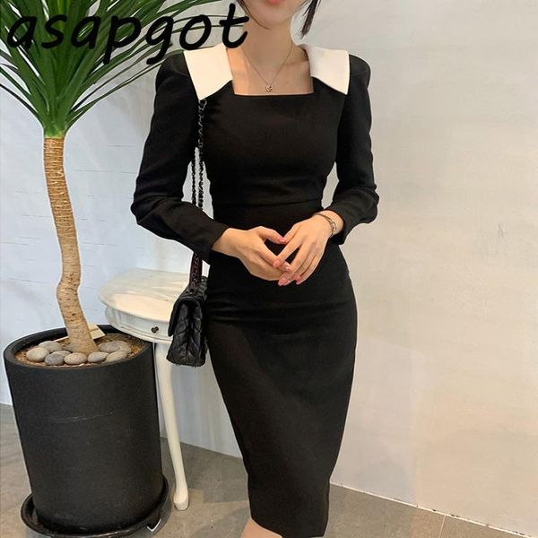 casual dresses vestido de mujer chic korean elegant square neck slim black white hit color mid-length fit dress with hips temperament ol, Black;gray
casual dresses vestido de mujer chic korean elegant square neck slim black white hit color mid-length fit dress with hips temperament ol, Black;gray