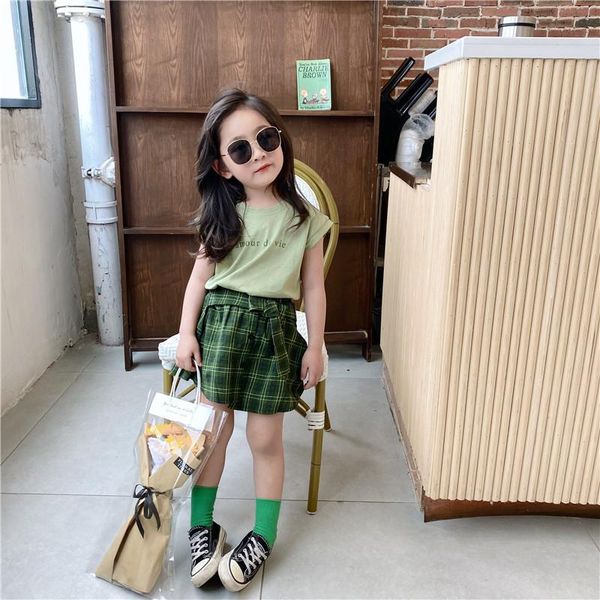 children summer set sweet fresh cotton korean girl plaid skirt two piece clothing sets, White
children summer set sweet fresh cotton korean girl plaid skirt two piece clothing sets, White