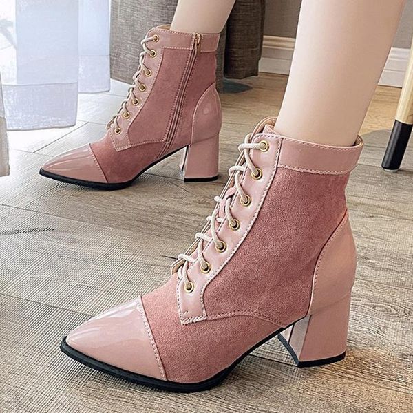 boots 2021 ankle women fashion pointed toe high heel shoes winter lace up zip ladies black pink w078
boots 2021 ankle women fashion pointed toe high heel shoes winter lace up zip ladies black pink w078