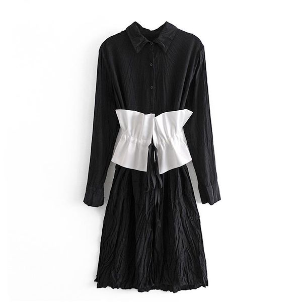 casual dresses 2021 spring and autumn lapel collar waist contrast color lace-up crinkle dress slim ladies trendy, Black;gray
casual dresses 2021 spring and autumn lapel collar waist contrast color lace-up crinkle dress slim ladies trendy, Black;gray