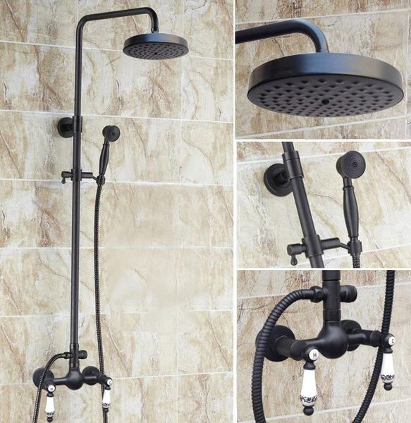 dark black oil rubbed brass 7.7" inch shower head double ceramics handles wall mounted bathroom rain faucet set ars516 sets
dark black oil rubbed brass 7.7" inch shower head double ceramics handles wall mounted bathroom rain faucet set ars516 sets