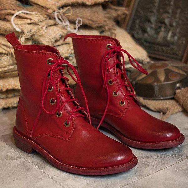 boots spring autumn cross tied handmade genuine leather women round toe chunky heels ankle platform lace up women's shoes, Black
boots spring autumn cross tied handmade genuine leather women round toe chunky heels ankle platform lace up women's shoes, Black