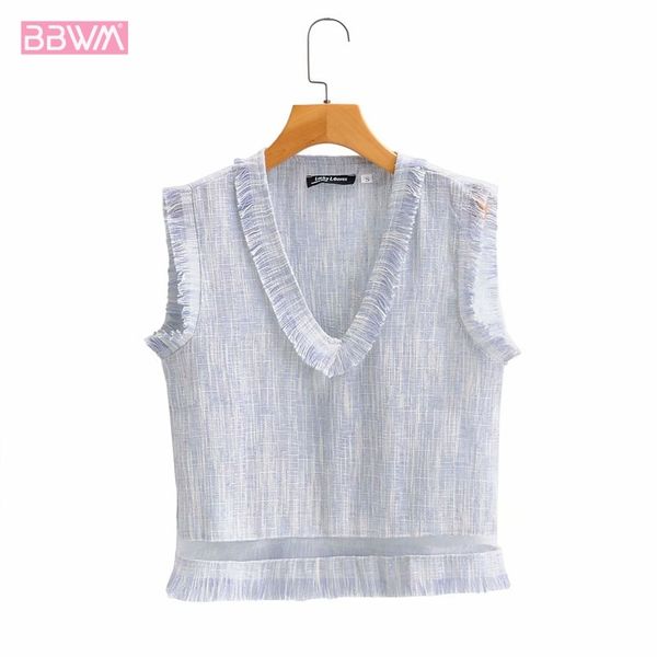 v-neck fragrant tweed sleeveless chic female harajuku wild tassel loose women's t-shirt simple vest 210507, White
v-neck fragrant tweed sleeveless chic female harajuku wild tassel loose women's t-shirt simple vest 210507, White