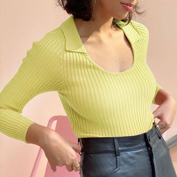 women's sweaters turn down collar women sweater european style slim female knitwear 2022 fashion solid spring autumn ladies knitted pul, White;black
women's sweaters turn down collar women sweater european style slim female knitwear 2022 fashion solid spring autumn ladies knitted pul, White;black