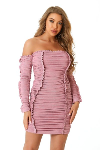 myseuwis women pink strapless long sleeve mini pleated celebrity evening night club party buttock dress casual dresses, Black;gray
myseuwis women pink strapless long sleeve mini pleated celebrity evening night club party buttock dress casual dresses, Black;gray