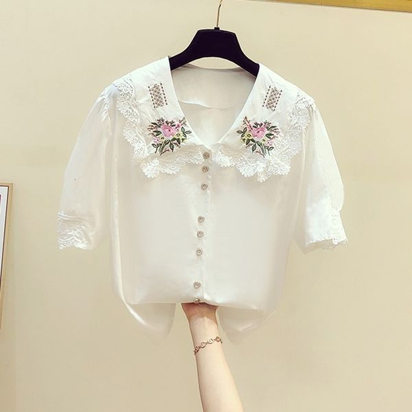 women's blouses & shirts puff sleeve female summer doll collar temperament retro embroidered floral white chic fashion blusas ghoi
women's blouses & shirts puff sleeve female summer doll collar temperament retro embroidered floral white chic fashion blusas ghoi