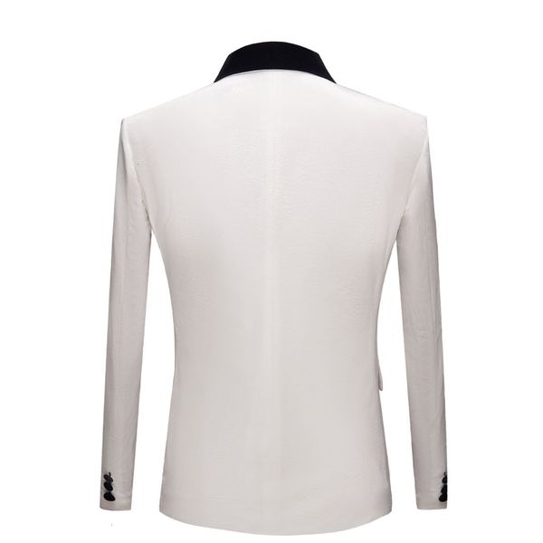 men's suits & blazers pyjtrl male blazer in white velvet, tight with jacket, wedding style and prom, costume for singers, autumn winter, White;black
men's suits & blazers pyjtrl male blazer in white velvet, tight with jacket, wedding style and prom, costume for singers, autumn winter, White;black