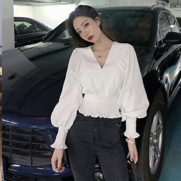 women's blouses & shirts blouse women shirt fall v-neck cross loose long sleeve female blusas mujer de moda, White
women's blouses & shirts blouse women shirt fall v-neck cross loose long sleeve female blusas mujer de moda, White