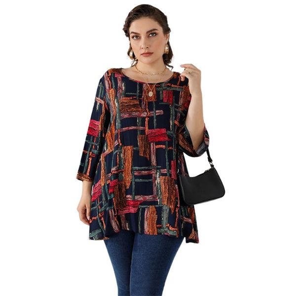 plus size t-shirt women long sleeve plaid printed fashion ladies vintage elegant female round neck loose large tshirts, Black
plus size t-shirt women long sleeve plaid printed fashion ladies vintage elegant female round neck loose large tshirts, Black