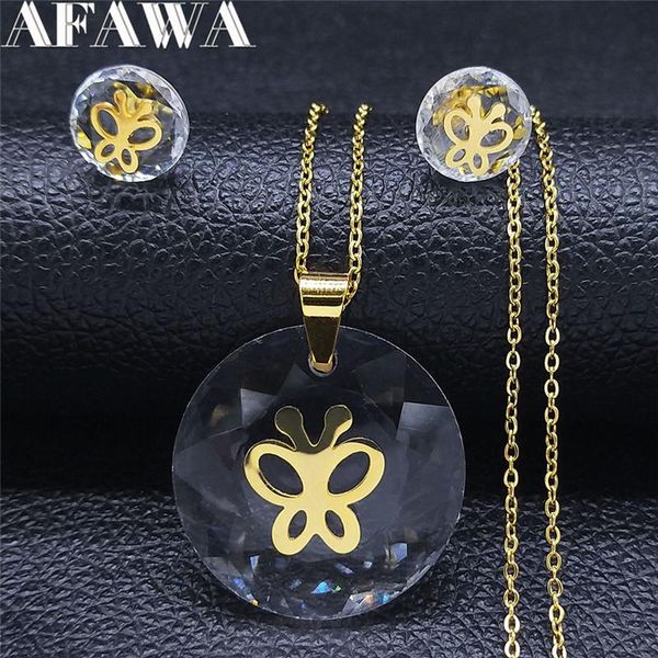 earrings & necklace butterfly crystal stainless steel gold color chain sets for women jewelry acier inoxydable bijoux sxs01, Silver
earrings & necklace butterfly crystal stainless steel gold color chain sets for women jewelry acier inoxydable bijoux sxs01, Silver