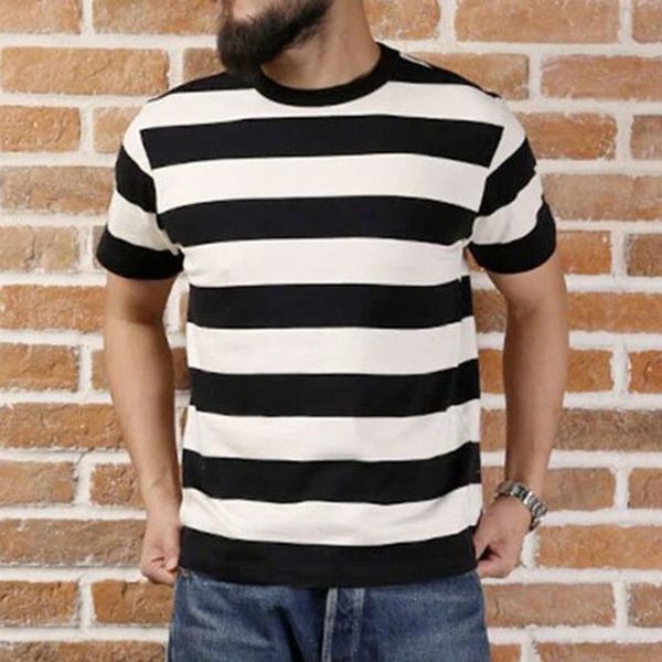 casual temperament fashion t-shirt 2021 summer loose simple thin black white stripes round neck men's t-shirts, White;black
casual temperament fashion t-shirt 2021 summer loose simple thin black white stripes round neck men's t-shirts, White;black