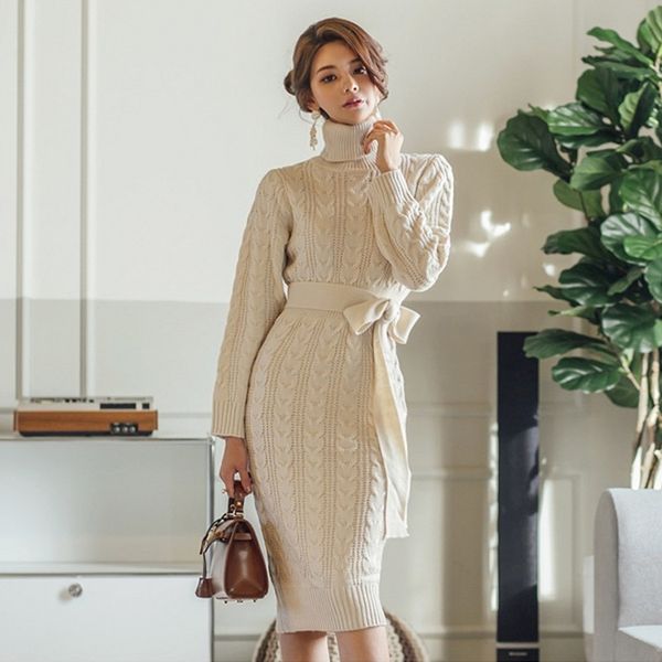 llzacoosh arrive winter koreanturtleneck long-sleeved women's sweater dress twist knitting pullover dress with belt 210514, Black;gray
llzacoosh arrive winter koreanturtleneck long-sleeved women's sweater dress twist knitting pullover dress with belt 210514, Black;gray