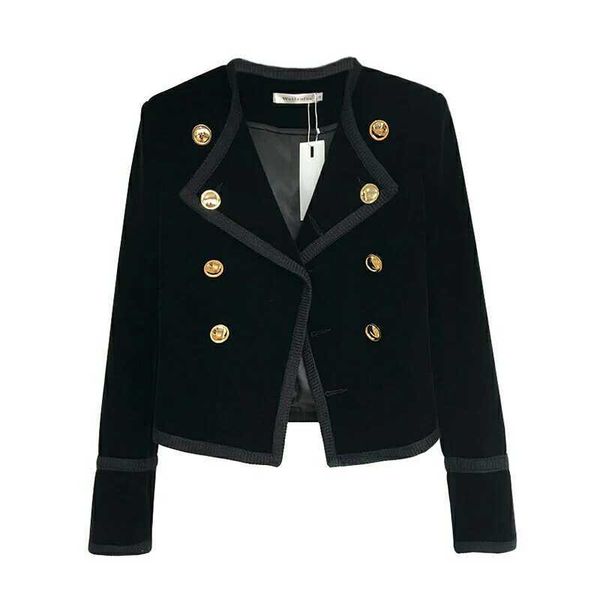 women jacket button double breasted turn down collar preppy style velvet winter c0037 210514, Black;brown
women jacket button double breasted turn down collar preppy style velvet winter c0037 210514, Black;brown