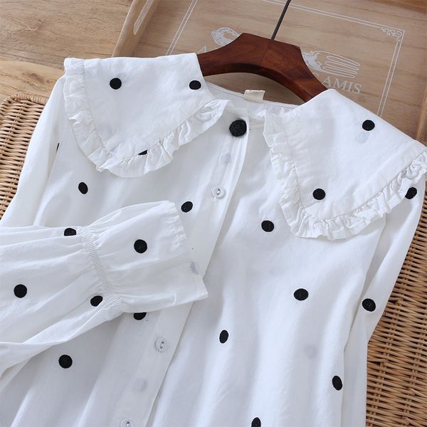 women's blouses & shirts lamtrip unique black dots embroidery sweet brief peter pan collar cotton 100% long sleeve shirt blouse 20, White
women's blouses & shirts lamtrip unique black dots embroidery sweet brief peter pan collar cotton 100% long sleeve shirt blouse 20, White