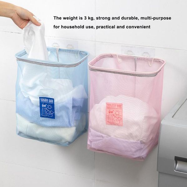 laundry bags 3kg bearing punching basket wall hanging clothe storage organizer nylon mesh bathroom holder
laundry bags 3kg bearing punching basket wall hanging clothe storage organizer nylon mesh bathroom holder