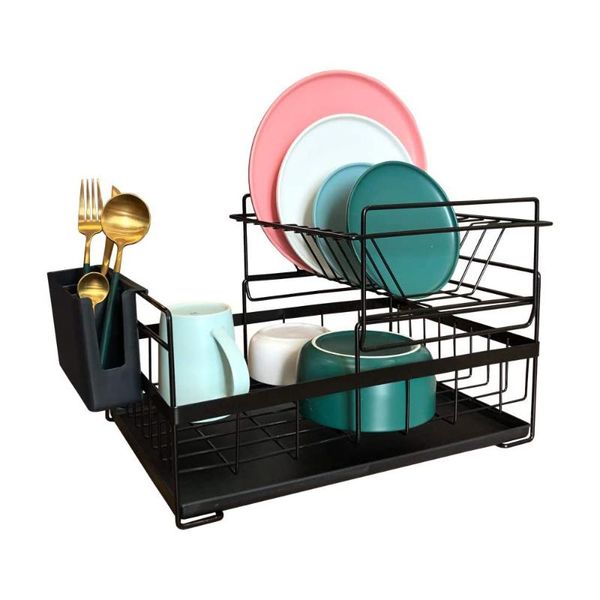 dish drying rack with drainboard drainer kitchen light duty counterutensil organizer storage for home black white 2-tier & organization
dish drying rack with drainboard drainer kitchen light duty counterutensil organizer storage for home black white 2-tier & organization