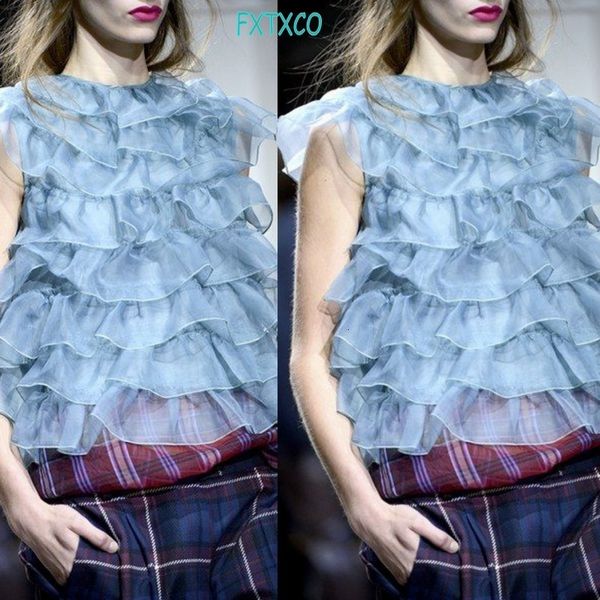 women's blouses & shirts casual blue tiered sleeveless ruffles fashion organza blouse shirt custom made 6yuv, White
women's blouses & shirts casual blue tiered sleeveless ruffles fashion organza blouse shirt custom made 6yuv, White