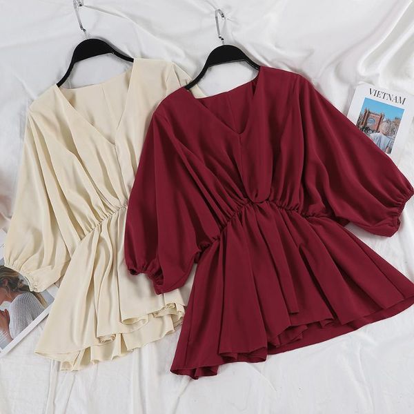 women's blouses & shirts elegant women summer v-neck lantern sleeve pleated chiffon ruffles shirt casual elastic slim high waist pullov, White
women's blouses & shirts elegant women summer v-neck lantern sleeve pleated chiffon ruffles shirt casual elastic slim high waist pullov, White