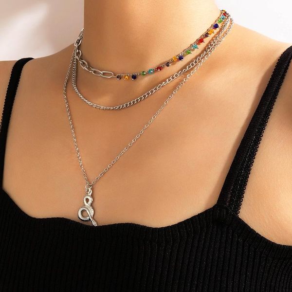 pendant necklaces bohemian colorful beaded necklace layered alloy metal snake shape pandent clavicle chain lady party jewelry collar, Silver
pendant necklaces bohemian colorful beaded necklace layered alloy metal snake shape pandent clavicle chain lady party jewelry collar, Silver