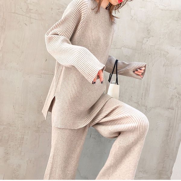 women's two piece pants cashmere sweater+ knitted suit long sleeve set and tracksuit outwear n1dc, White
women's two piece pants cashmere sweater+ knitted suit long sleeve set and tracksuit outwear n1dc, White