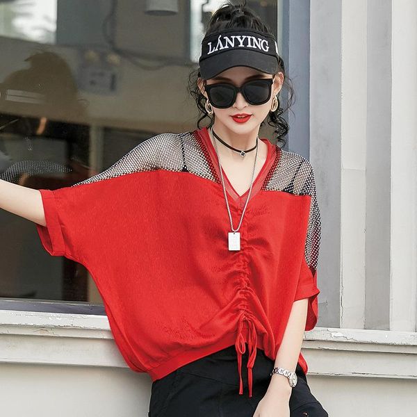 summer loose design ladies mesh tees women plus size t-shirts girls v neck casual street style big red xc530 women's t-shirt, White
summer loose design ladies mesh tees women plus size t-shirts girls v neck casual street style big red xc530 women's t-shirt, White