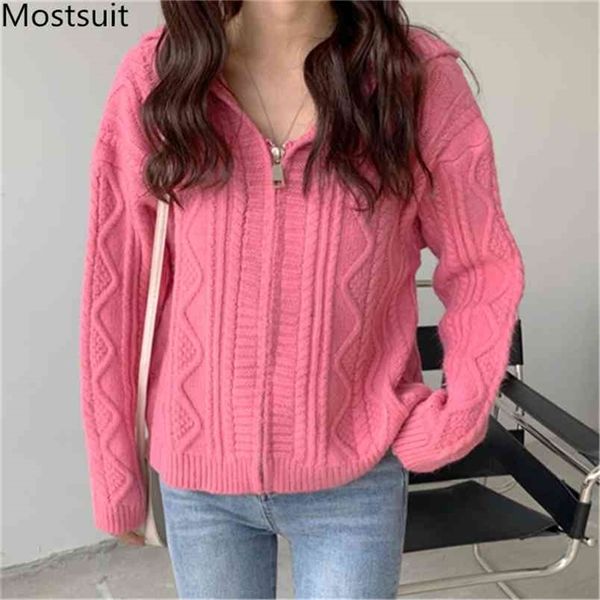 twisted knitting hooded cardigans sweaters women long sleeve zipper-up korean fashion loose autumn winter 210513, White
twisted knitting hooded cardigans sweaters women long sleeve zipper-up korean fashion loose autumn winter 210513, White