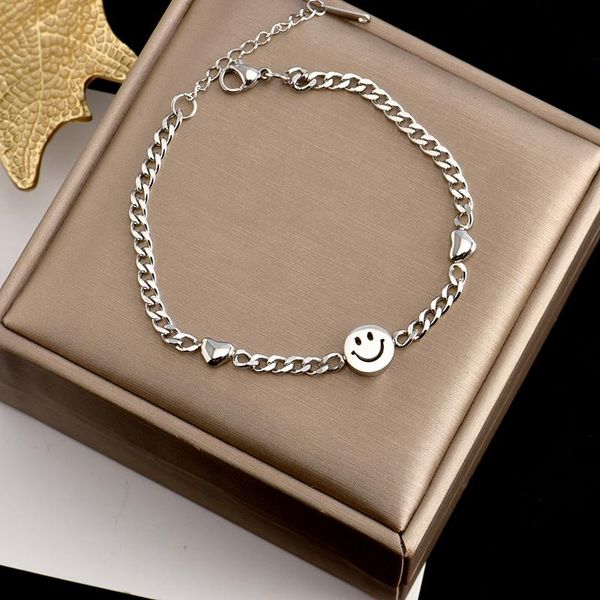 colorfast 316l stainless steel fashion thick chain bracelet two heart-shaped smile pendants exquisite romantic women's gift link,, Black
colorfast 316l stainless steel fashion thick chain bracelet two heart-shaped smile pendants exquisite romantic women's gift link,, Black