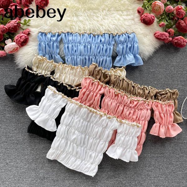 women's blouses & shirts women solid blouse korean short sleeve slash neck casual summer off shoulder bohemian, White
women's blouses & shirts women solid blouse korean short sleeve slash neck casual summer off shoulder bohemian, White