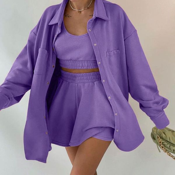 women's tracksuits three piece set women fashion long sleeve shirt coat + vest+shorts suit 2021 autumn casual female loose sport outfit, Gray
women's tracksuits three piece set women fashion long sleeve shirt coat + vest+shorts suit 2021 autumn casual female loose sport outfit, Gray