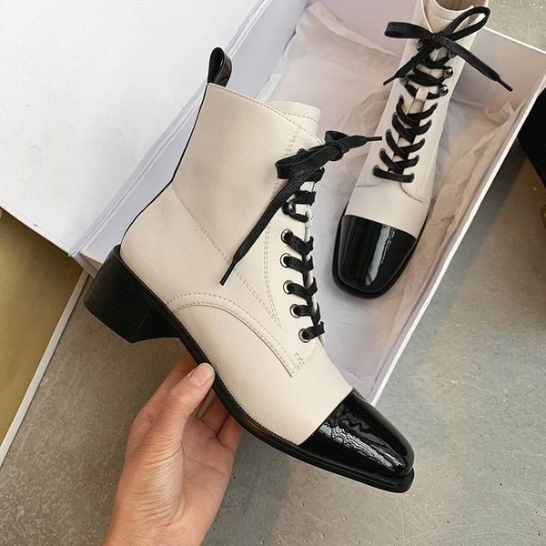 boots mixed colors genuine leather low heels vintage office lady women ankle autumn winter lace-up classic shoes woman, Black
boots mixed colors genuine leather low heels vintage office lady women ankle autumn winter lace-up classic shoes woman, Black