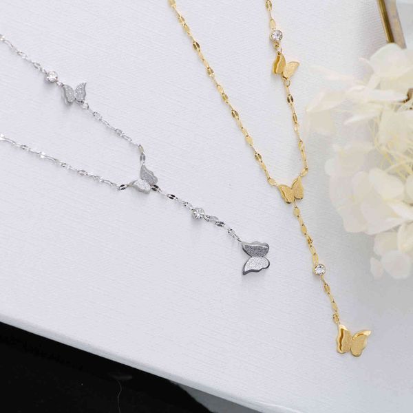 design jewelry decorative titanium steel non fading korean three-dimensional frosted butterfly clavicle chain gentle lady temperament twiste, Silver
design jewelry decorative titanium steel non fading korean three-dimensional frosted butterfly clavicle chain gentle lady temperament twiste, Silver