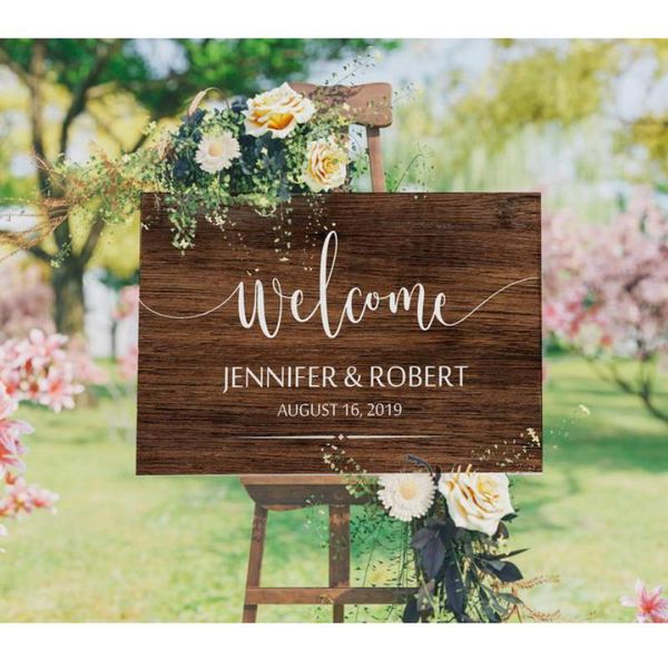 party decoration customized rustic wedding welcome sign wooden to our