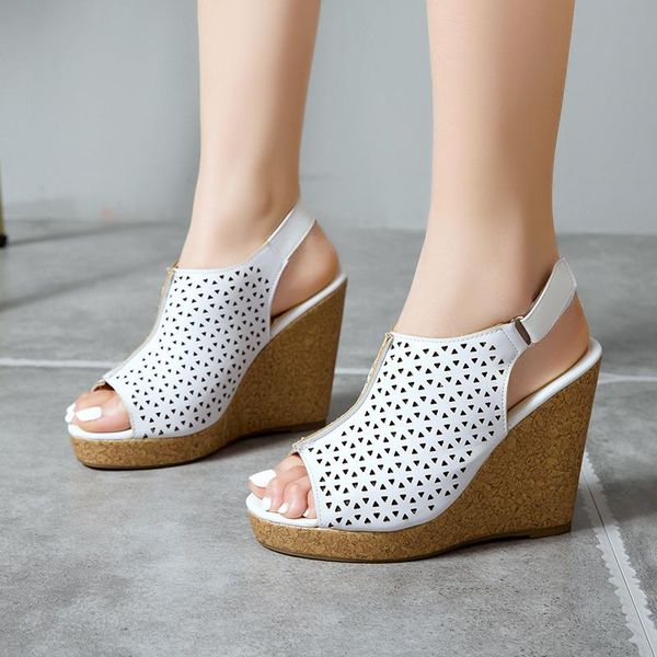 sandals fashion wedges women peep toe hollow out platforms woman slingback summer white shoes for ladies largest size 45, Black
sandals fashion wedges women peep toe hollow out platforms woman slingback summer white shoes for ladies largest size 45, Black