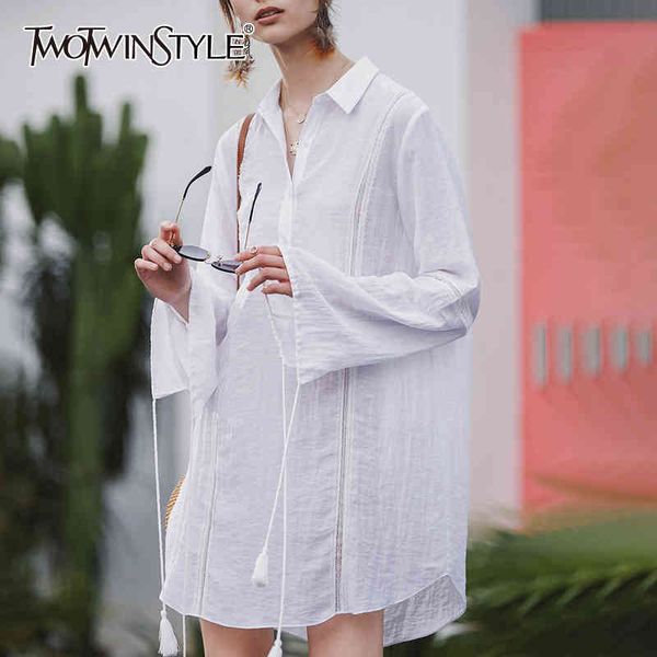casual solid shirt for women lapel collar long sleeve tassel bandages loose blouse female fashion summer 210524, White
casual solid shirt for women lapel collar long sleeve tassel bandages loose blouse female fashion summer 210524, White