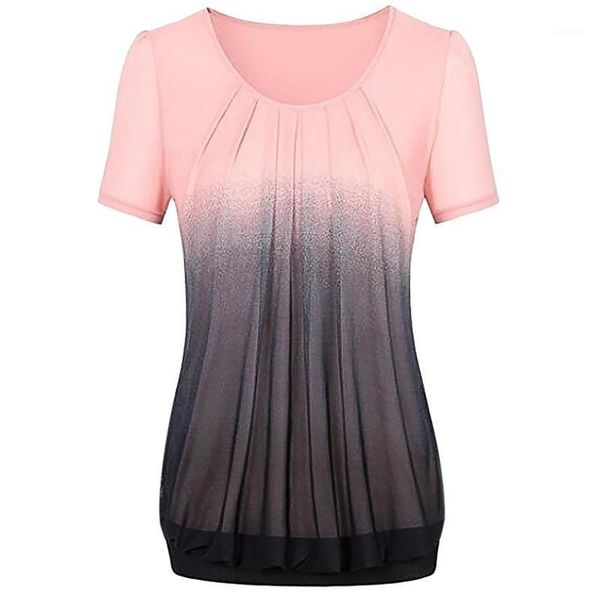 women's blouses & shirts women summer loose o neck short sleeve gradient color print ruched casual basic streetwear shirt blusas for la, White
women's blouses & shirts women summer loose o neck short sleeve gradient color print ruched casual basic streetwear shirt blusas for la, White