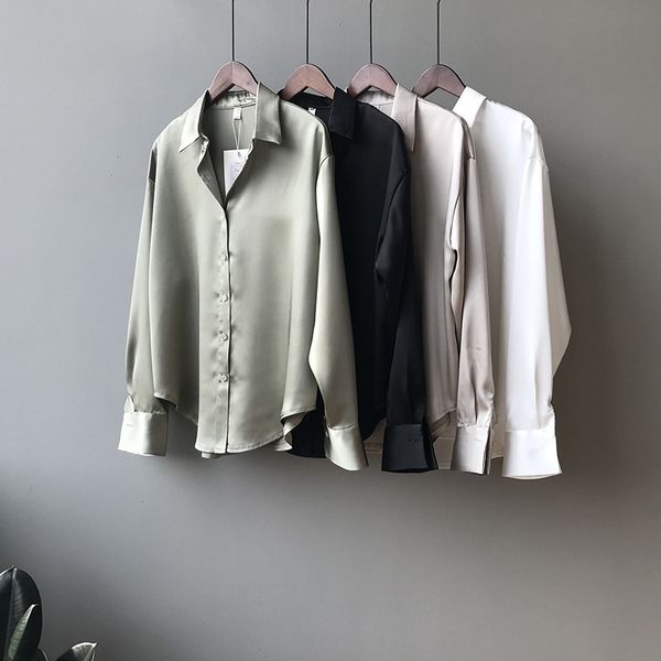 women's blouses & shirts chic casual loose poplin shirt female temperamen silk blouse women elegant korean solid color oversize to, White
women's blouses & shirts chic casual loose poplin shirt female temperamen silk blouse women elegant korean solid color oversize to, White