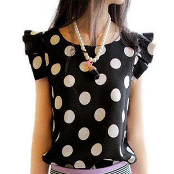 indjxnd summer chiffon style women blouse polka dot ruffled pleated short sleeve shirt female o neck plus size black blusa x0521, White
indjxnd summer chiffon style women blouse polka dot ruffled pleated short sleeve shirt female o neck plus size black blusa x0521, White