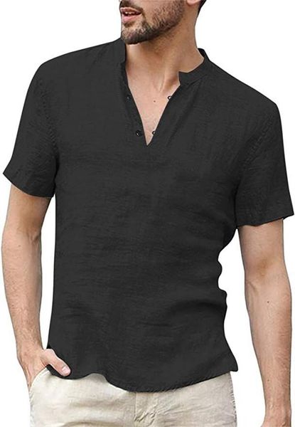 e-baihui 2021 men's shirt spring and summer short sleeve shirts european and american fashion trend cotton and linen 20028, White;black
e-baihui 2021 men's shirt spring and summer short sleeve shirts european and american fashion trend cotton and linen 20028, White;black