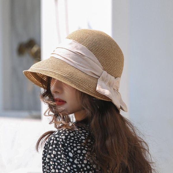 women's summer hat bucket straw beach ceremony hats spring 2021 bow raffia visor sun protection wide brim, Blue;gray
women's summer hat bucket straw beach ceremony hats spring 2021 bow raffia visor sun protection wide brim, Blue;gray
