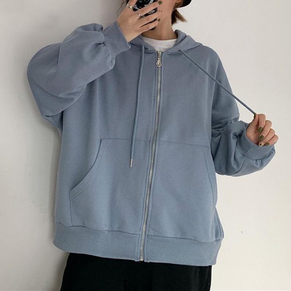 women's hoodies & sweatshirts zip up women korean style sweatshirt female casual solid long sleeve hooded jacket fashion coats oversiz, Black
women's hoodies & sweatshirts zip up women korean style sweatshirt female casual solid long sleeve hooded jacket fashion coats oversiz, Black
